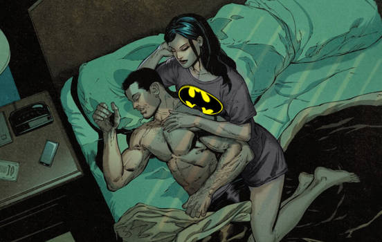 Batman  and Wonder Woman cuddling session