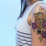 Owl and roses tattoo