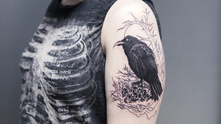 WIP raven tattoo