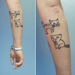 Beaver and kitten tattoos