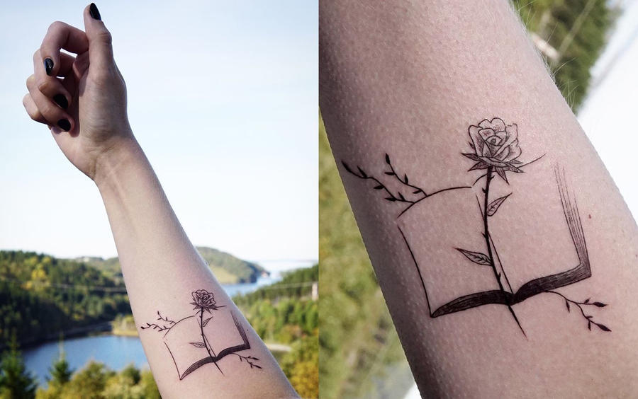 BOOK AND ROSE TATTOO by sHavYpus on DeviantArt