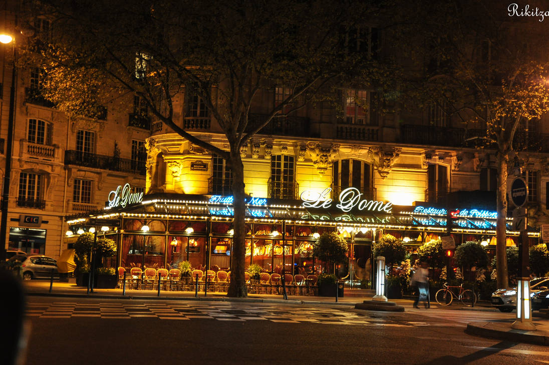 Paris by night - Cafe du Dome - Montparnasse by Rikitza on DeviantArt