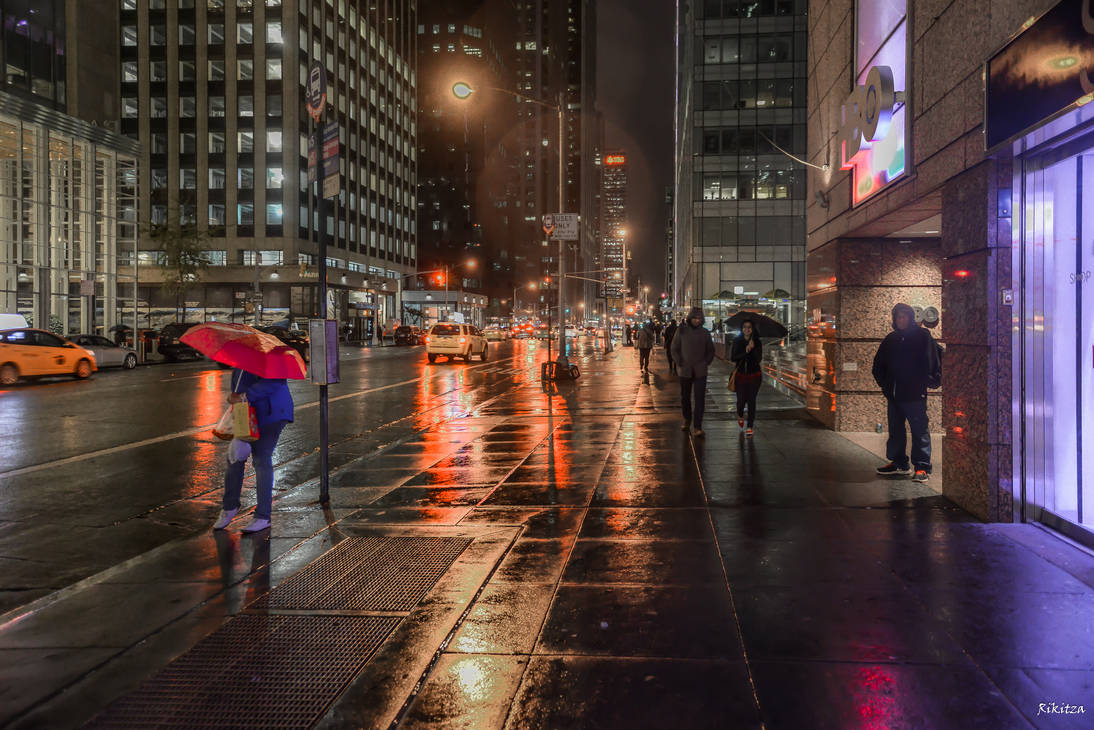 Waiting For The Night Bus On The Avenue by Rikitza