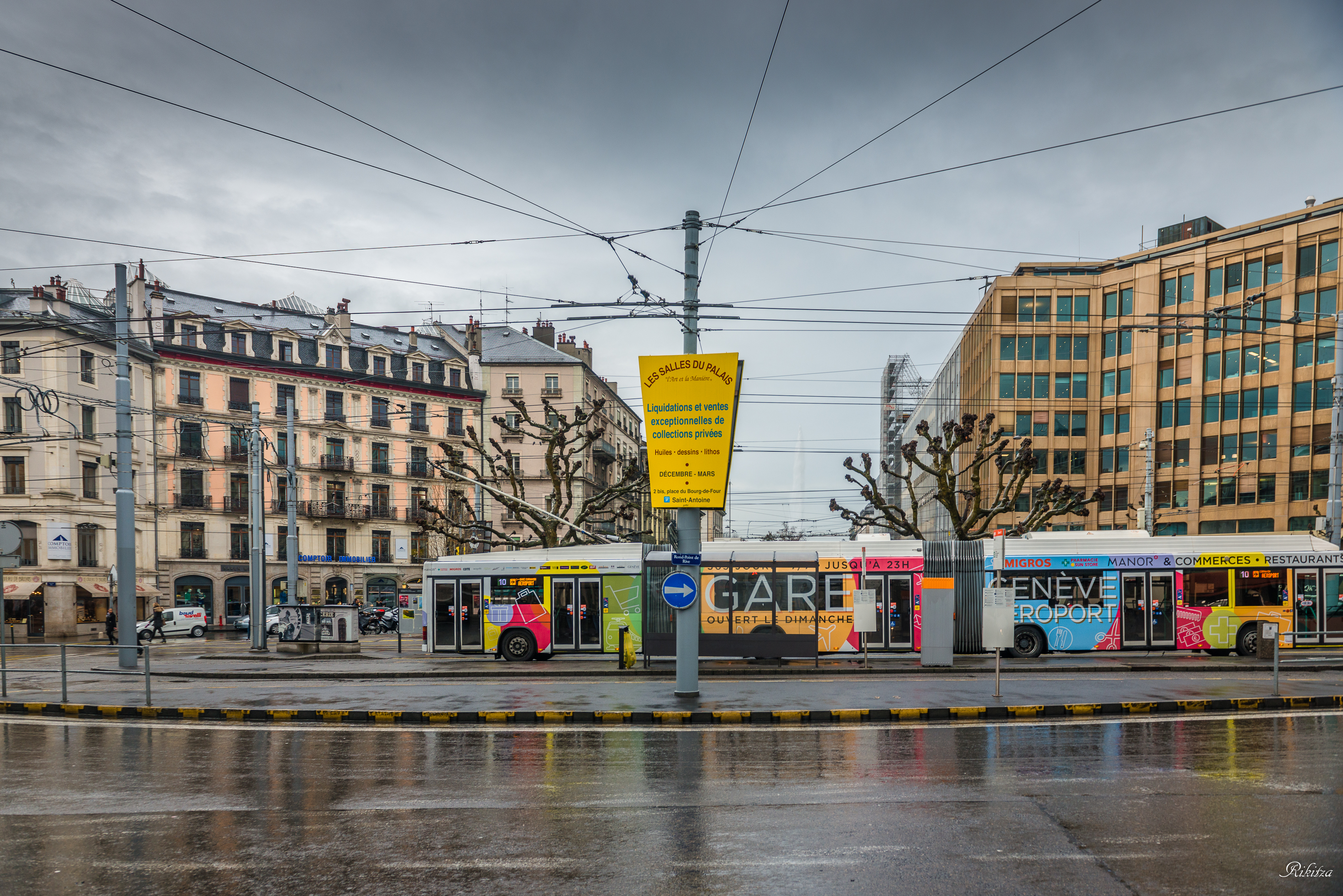 Geneva city - multicolored transportation