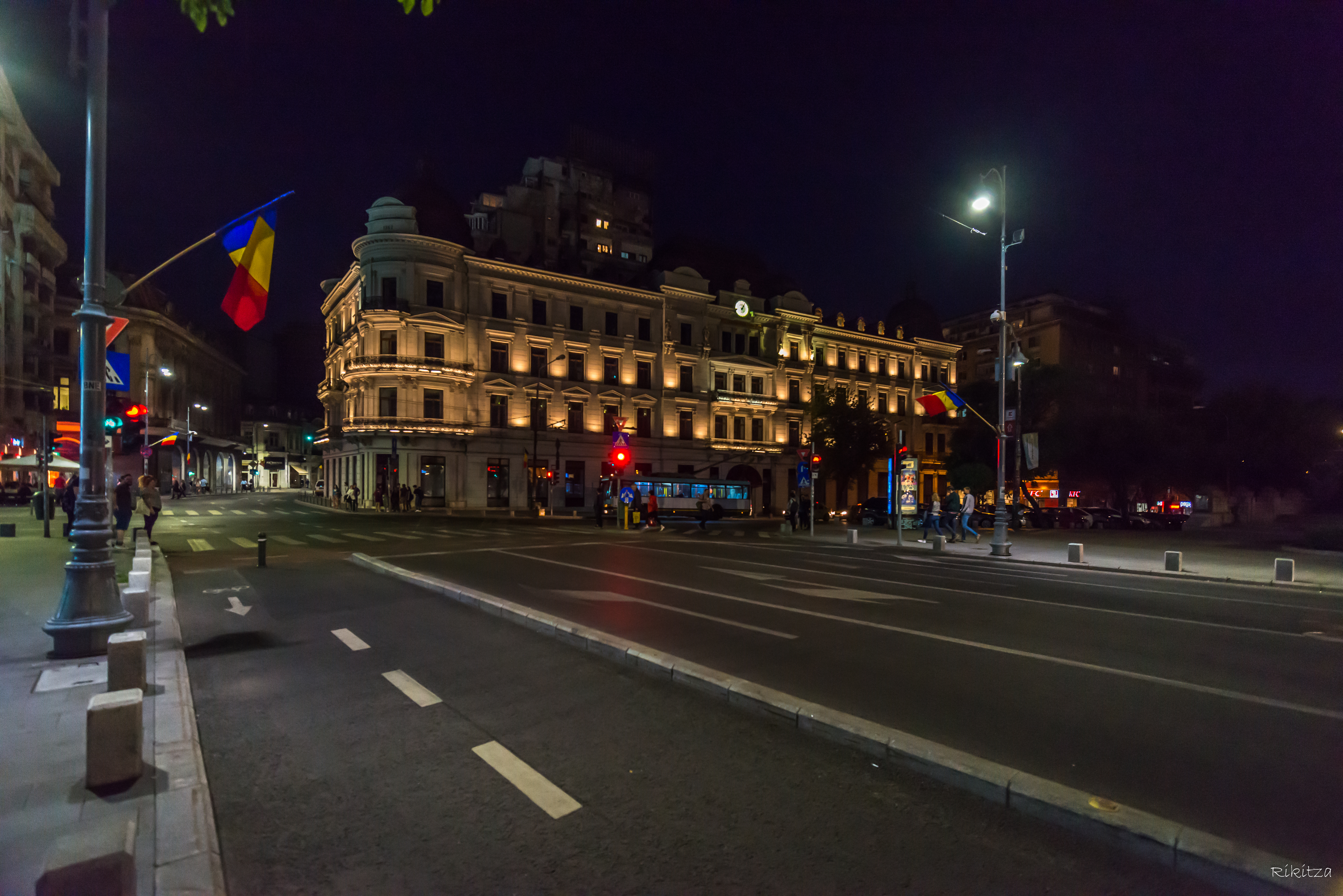 Bucharest my hometown - flags in the night