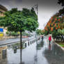 Reflections on the sidewalk 