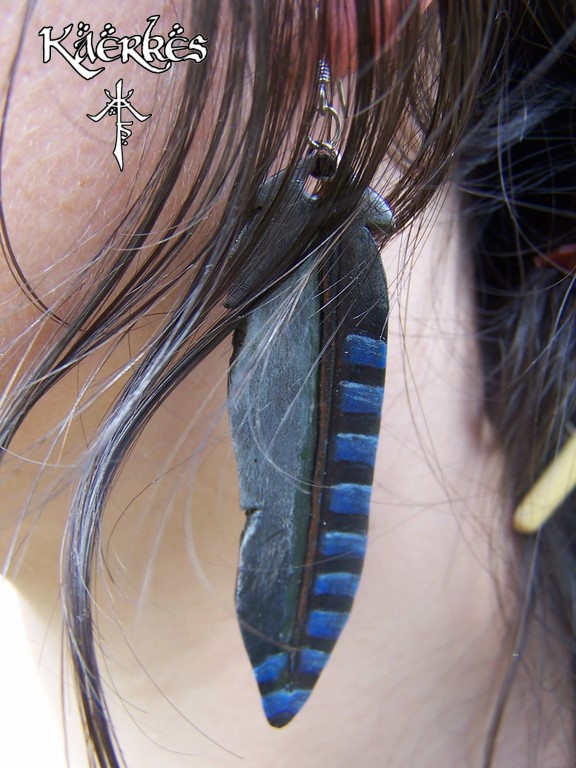 Bluejay feather earring