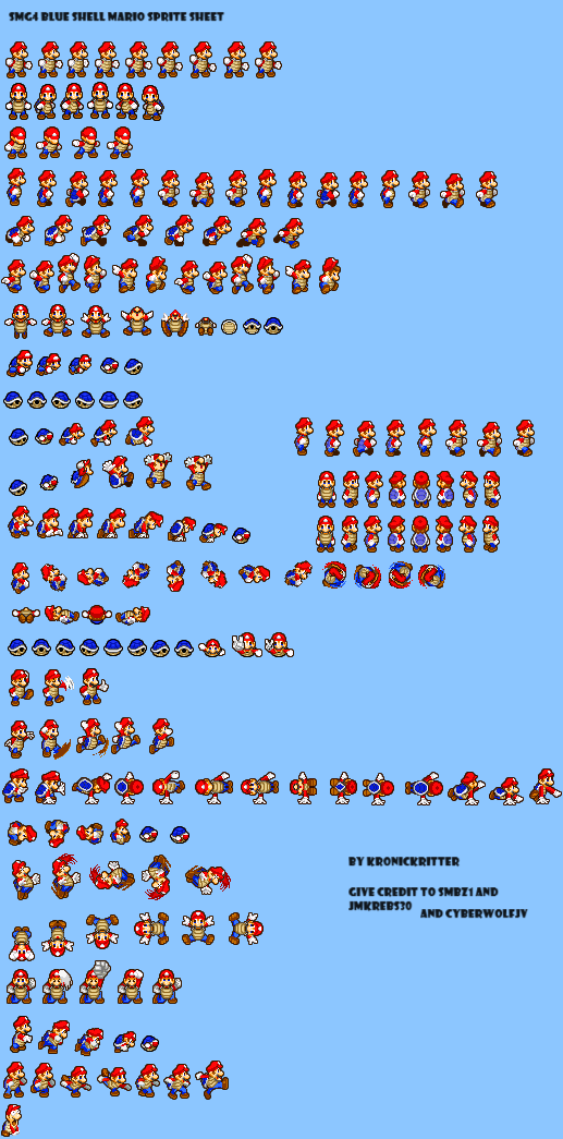 SMG4 Blue Shell Mario Sprite Sheet by KronicKritter on DeviantArt