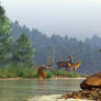 A Saber-Tooth Hunting Deer