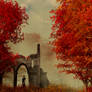 Ruins in Autumn Fog