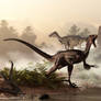 Velociraptors Prowling the Shoreline