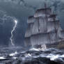 HMS Victory in a Storm