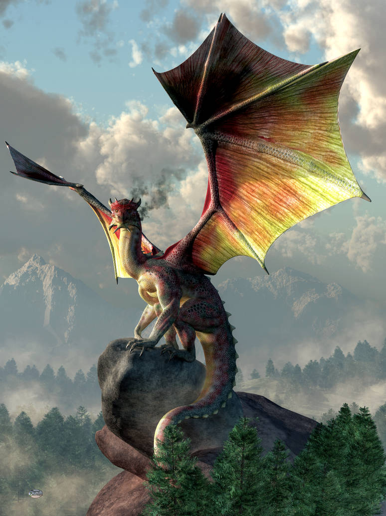Gold Winged Dragon by deskridge
