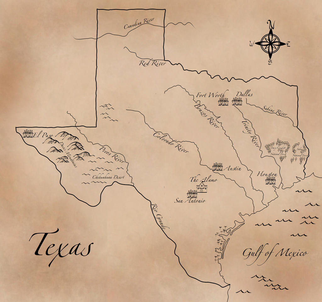 Texas Fantasy Style Map by deskridge on DeviantArt