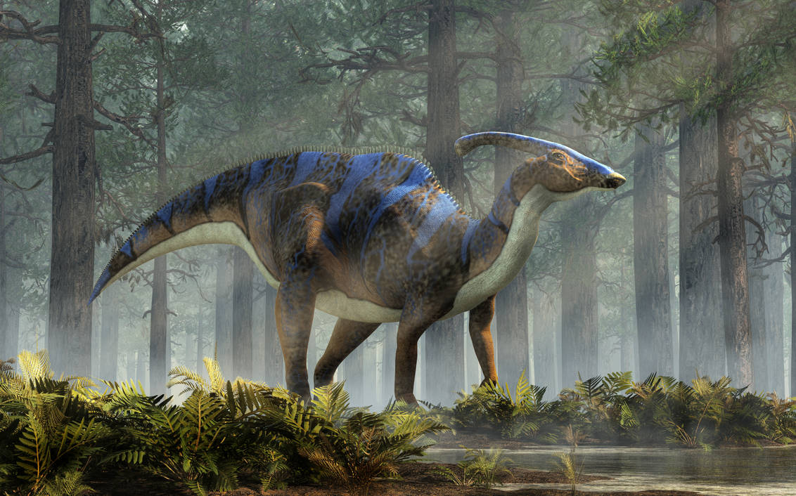 Parasaurolophus in the Woods by deskridge