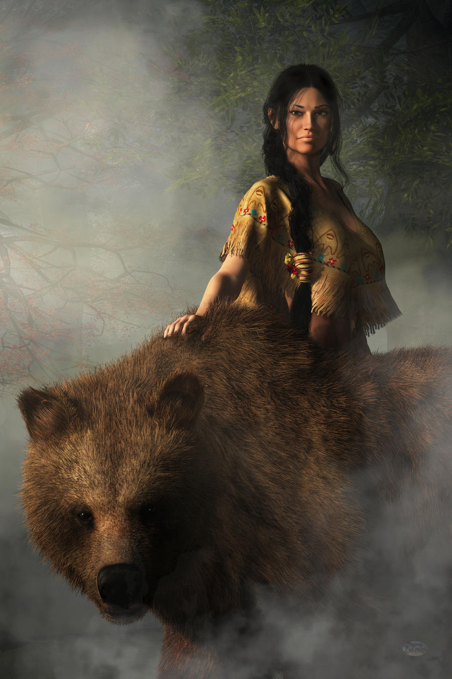 Woman Bear Rider The Bear Wife by deskridge on DeviantArt