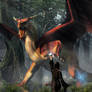 Sorceress Battling a Dragon