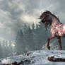 Strawberry Roan in a Winter Landscape
