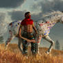 Appaloosa War Horse and Warrior with War Paint