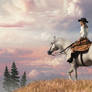 Cowgirl Under the Western Sky