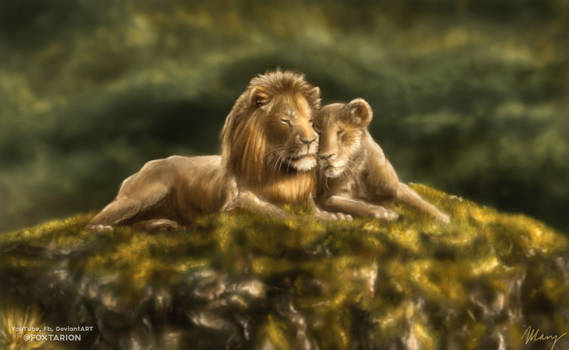 Digital Painting - Lion Pair