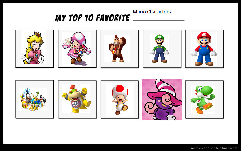 Mario Characters Poll My Top 10 Favorite Mario Characters by NintendoDude2000 on DeviantArt