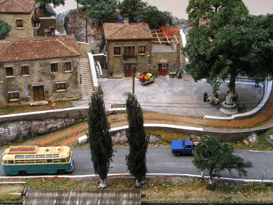 Greek village diorama