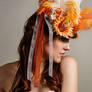 Orange Pinstripe mini top hat