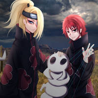 Deidara and Sasori by UminoAoi