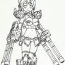 Gundam Heavyarms Custom girl sketch 6