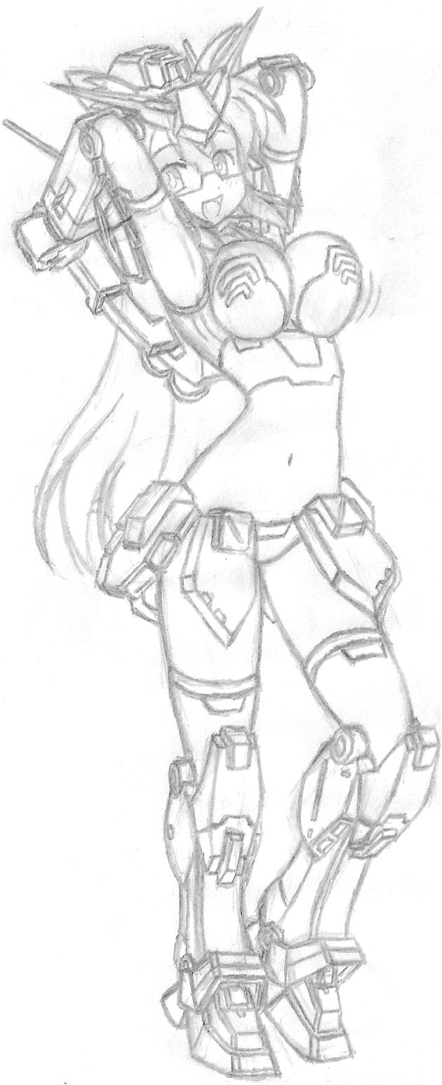 Gundam Heavyarms Custom girl sketch 15