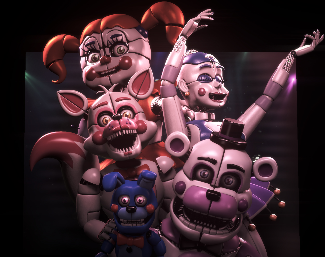 Аниматроников five nights at freddy. АНИМАТРОНИКИ ФНАФ 5. ФНАФ 5 персонажи. Фантайм Фредди ФНАФ 9. Пять ночей с Фредди систер локатион.