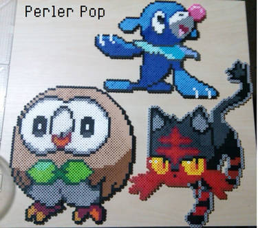 Alola Starters Rowlet, Litten, and Popplio Perlers