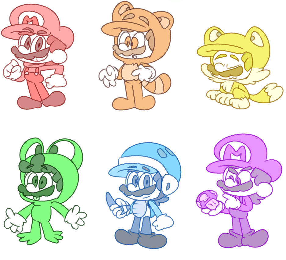 Mario Powerups in Colors by Super64Fan on DeviantArt
