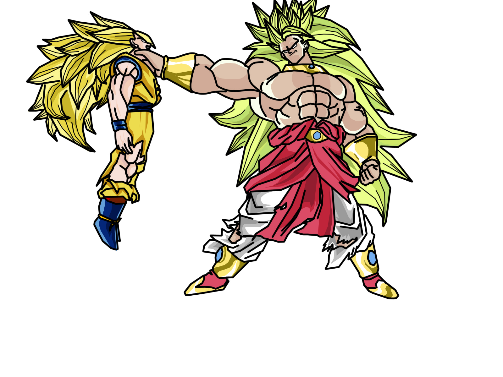 Goku (dragon ball super broly) winter jacket vs broly (wrath) transformatio...