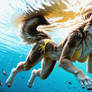Under water