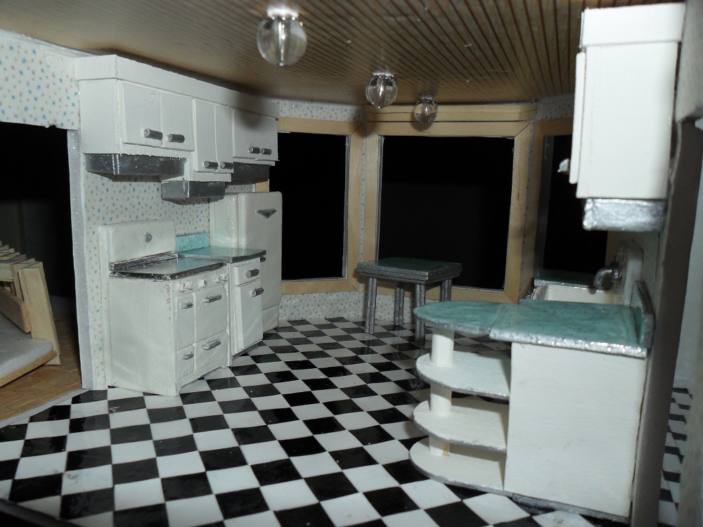 Retro Dollhouse WIP: Kitchen's left side