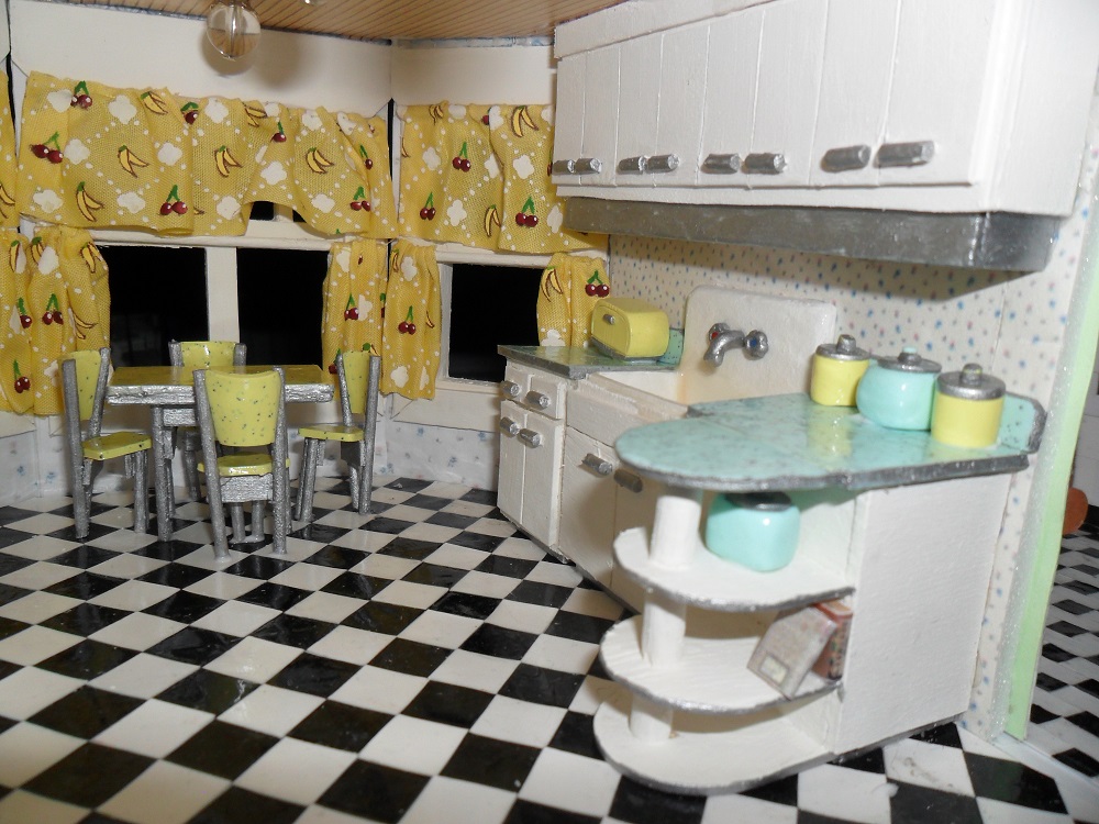 Retro Dollhouse WIP: Kitchen DONE right side