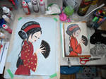 Asian Lady Painting: WIP #4 by kayanah