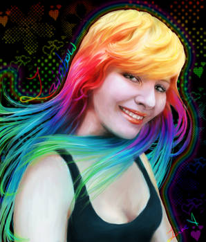 Self-portrait rainbow hair