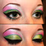 Green and pink eyeshadow