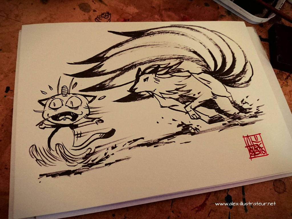 Alexillustrate Meowth and Ninetales by alex-illustrateur on DeviantArt