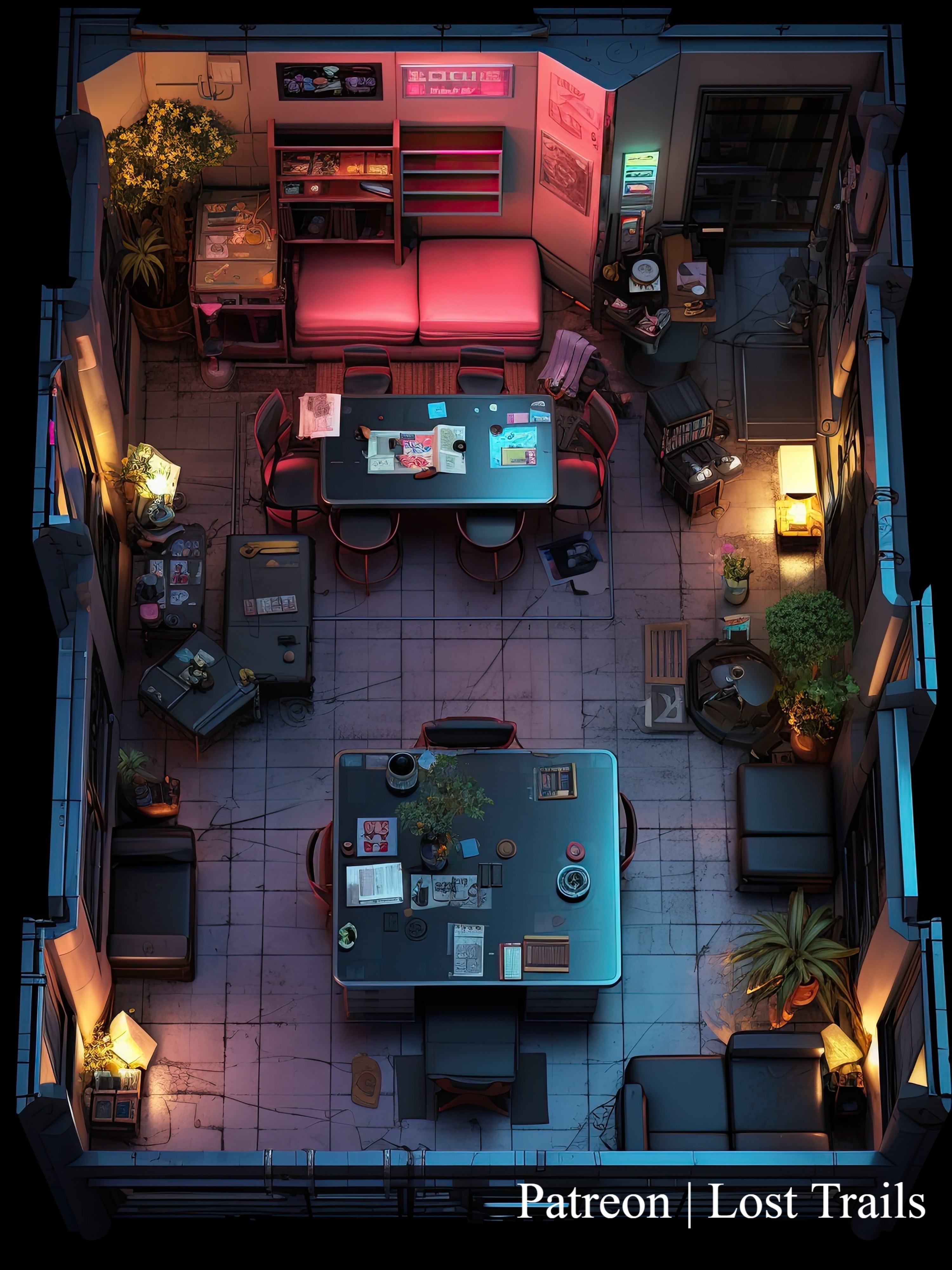 Cyberpunk Studio Rendering Cyberpunk Studio Battlemap by LostTrailsMaps on DeviantArt