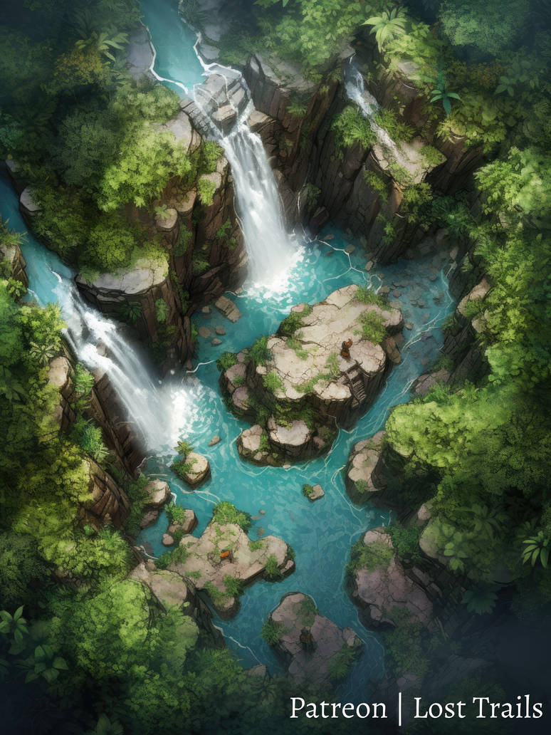 Waterfall Battlemap by LostTrailsMaps on DeviantArt
