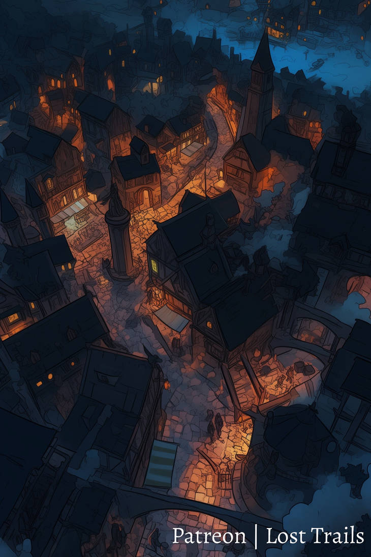 Tile Map Night Night Town Battlemap by LostTrailsMaps on DeviantArt