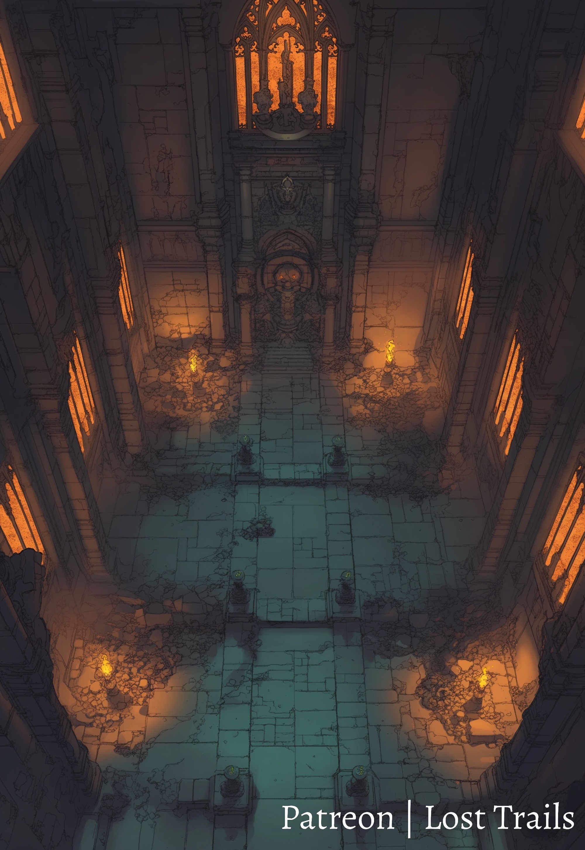 Cathedral Interior Battlemap by LostTrailsMaps on DeviantArt