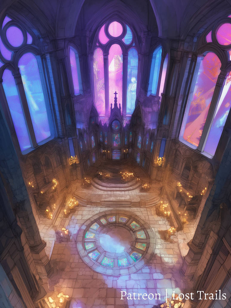 Cathedral Interior Battlemap by LostTrailsMaps on DeviantArt