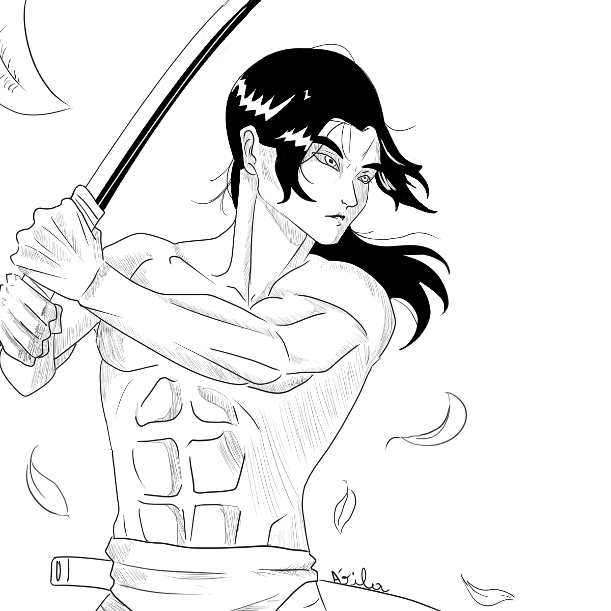 Swordsman Drawing Tutorial Monochromatic Swordsman by AvilaHaesten on DeviantArt