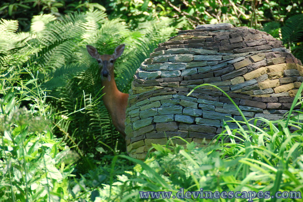 Landscape sculpture, slate sphere