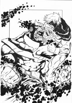 Thanos vs Captain Marvel  eddie nunez inks